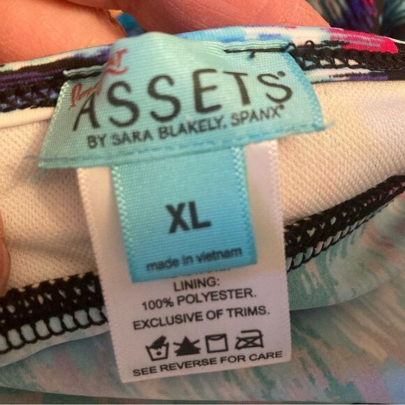 Assets By Spanx Blue and Red One Piece Swimsuit with Ruffled Skirt - Picture 4 of 7